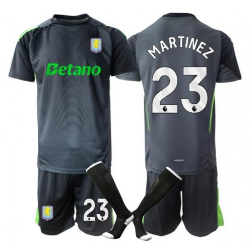 Stroje piłkarskie Aston Villa Emiliano Martinez #23 Bramkarskie Koszulka Podstawowej dla dzieci 2025-26 Krótki Rękaw (+ szorty)